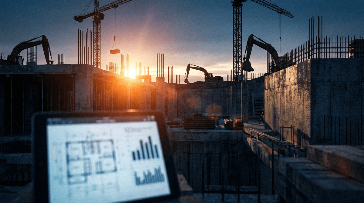 Construction site at dawn